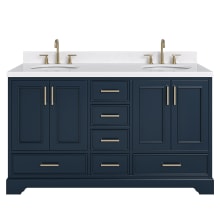 Stafford 60" Free Standing Double Basin Vanity Set with Cabinet, Quartz Vanity Top, and Oval Sink