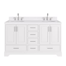 Stafford 60" Free Standing Double Basin Vanity Set with Cabinet, Quartz Vanity Top, and Oval Sink