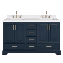 Stafford 60" Free Standing Double Basin Vanity Set with Cabinet, Quartz Vanity Top, and Rectangular Sink
