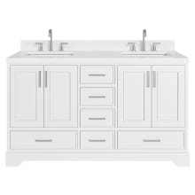 Stafford 60" Free Standing Double Basin Vanity Set with Cabinet, Quartz Vanity Top, and Rectangular Sink