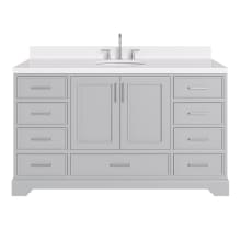 Stafford 60" Free Standing Single Basin Vanity Set with Cabinet, Quartz Vanity Top, and Oval Sink