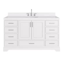 Stafford 60" Free Standing Single Basin Vanity Set with Cabinet, Quartz Vanity Top, and Oval Sink