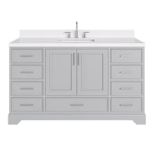 Stafford 60" Free Standing Single Basin Vanity Set with Cabinet, Quartz Vanity Top, and Rectangular Sink