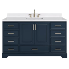 Stafford 60" Free Standing Single Basin Vanity Set with Cabinet, Quartz Vanity Top, and Rectangular Sink