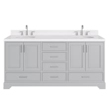 Stafford 72" Free Standing Double Basin Vanity Set with Cabinet, Quartz Vanity Top, and Oval Sink