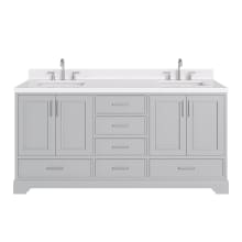 Stafford 72" Free Standing Double Basin Vanity Set with Cabinet, Quartz Vanity Top, and Rectangular Sink