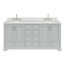 Stafford 73" Free Standing Double Basin Vanity Set with Cabinet and Marble Vanity Top