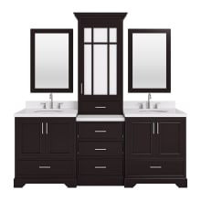 Stafford 85" Free Standing Double Basin Vanity Set with Cabinet, Quartz Vanity Top, Framed Mirrors, and Medicine Cabinet