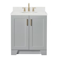 Taylor 30" Free Standing Single Basin Vanity Set with Cabinet, Quartz Vanity Top, and Oval Bathroom Sink