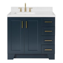 Taylor 36" Free Standing Single Basin Vanity Set with Cabinet, Quartz Vanity Top, and Left Offset Rectangular Bathroom Sink