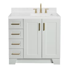 Taylor 36" Free Standing Single Basin Vanity Set with Cabinet, Quartz Vanity Top, and Right Offset Rectangular Bathroom Sink