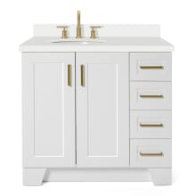 Taylor 37" Free Standing Single Basin Vanity Set with Hardwood Cabinet, Quartz Vanity Top, and Oval Bathroom Sink
