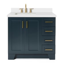 Taylor 37" Free Standing Single Basin Vanity Set with Hardwood Cabinet, Quartz Vanity Top, and Rectangular Bathroom Sink