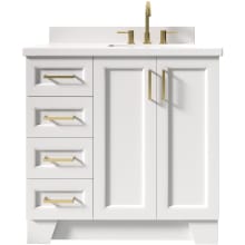 Taylor 37" Free Standing Single Basin Vanity Set with Hardwood Cabinet, Quartz Vanity Top, and Rectangular Bathroom Sink