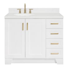 Taylor 42" Free Standing Single Basin Vanity Set with Cabinet, Quartz Vanity Top, and Left Offset Oval Bathroom Sink