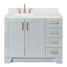 Taylor 42" Free Standing Single Basin Vanity Set with Cabinet, Quartz Vanity Top, and Left Offset Rectangular Bathroom Sink