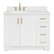 Taylor 42" Free Standing Single Basin Vanity Set with Cabinet, Quartz Vanity Top, and Left Offset Rectangular Bathroom Sink