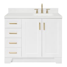 Taylor 42" Free Standing Single Basin Vanity Set with Cabinet, Quartz Vanity Top, and Right Offset Rectangular Bathroom Sink