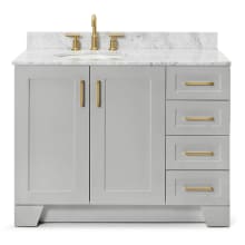 Taylor 43" Free Standing Single Oval Basin Vanity Set with Left Offset Cabinet and 3/4" Thick Carrara Marble Vanity Top