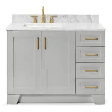 Taylor 43" Free Standing Single Rectangular Basin Vanity Set with Left Offset Cabinet and 3/4" Thick Carrara Marble Vanity Top