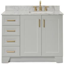 Taylor 43" Free Standing Single Rectangular Basin Vanity Set with Right Offset Cabinet and 3/4" Thick Carrara Marble Vanity Top