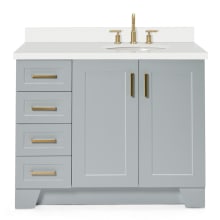 Taylor 43" Free Standing Single Basin Vanity Set with Hardwood Cabinet, Quartz Vanity Top, and Oval Bathroom Sink