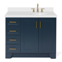 Taylor 43" Free Standing Single Basin Vanity Set with Hardwood Cabinet, Quartz Vanity Top, and Oval Bathroom Sink