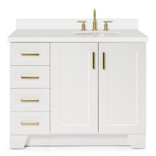 Taylor 43" Free Standing Single Basin Vanity Set with Hardwood Cabinet, Quartz Vanity Top, and Oval Bathroom Sink