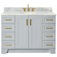 Taylor 49" Free Standing Single Oval Basin Vanity Set with Cabinet and 3/4" Thick Carrara Marble Vanity Top