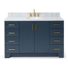 Taylor 55" Free Standing Single Oval Basin Vanity Set with Cabinet and 3/4" Thick Carrara Marble Vanity Top