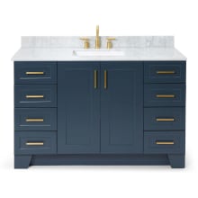 Taylor 55" Free Standing Single Rectangular Basin Vanity Set with Cabinet and 3/4" Thick Carrara Marble Vanity Top