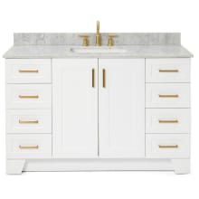 Taylor 55" Free Standing Single Rectangular Basin Vanity Set with Cabinet and 3/4" Thick Carrara Marble Vanity Top
