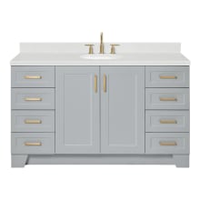 Taylor 60" Free Standing Single Basin Vanity Set with Cabinet, Quartz Vanity Top, and Oval Bathroom Sink