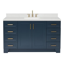 Taylor 60" Free Standing Single Basin Vanity Set with Cabinet, Quartz Vanity Top, and Rectangular Bathroom Sink