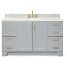 Taylor 61" Free Standing Single Oval Basin Vanity Set with Cabinet and 3/4" Thick Carrara Marble Vanity Top