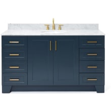 Taylor 61" Free Standing Single Oval Basin Vanity Set with Cabinet and 3/4" Thick Carrara Marble Vanity Top