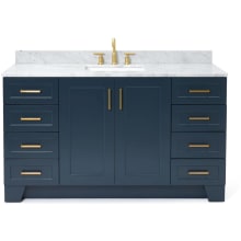 Taylor 61" Free Standing Single Rectangular Basin Vanity Set with Cabinet and 3/4" Thick Carrara Marble Vanity Top