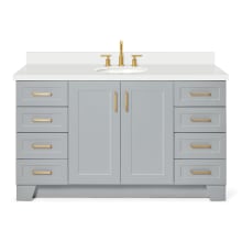 Taylor 61" Free Standing Single Basin Vanity Set with Hardwood Cabinet, Quartz Vanity Top, and Oval Bathroom Sink