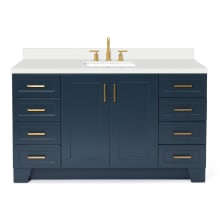 Taylor 61" Free Standing Single Basin Vanity Set with Hardwood Cabinet, Quartz Vanity Top, and Rectangular Bathroom Sink