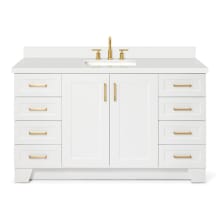 Taylor 61" Free Standing Single Basin Vanity Set with Hardwood Cabinet, Quartz Vanity Top, and Rectangular Bathroom Sink
