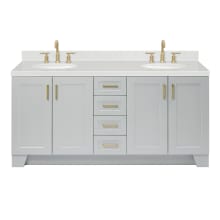 Taylor 72" Free Standing Double Basin Vanity Set with Cabinet, Quartz Vanity Top, and Oval Bathroom Sinks