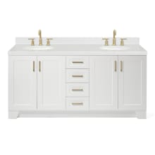 Taylor 72" Free Standing Double Basin Vanity Set with Cabinet, Quartz Vanity Top, and Oval Bathroom Sinks