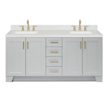 Taylor 72" Free Standing Double Basin Vanity Set with Cabinet, Quartz Vanity Top, and Rectangular Bathroom Sinks