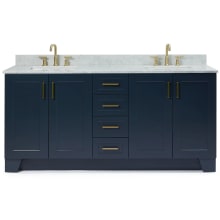 Taylor 73" Free Standing Double Rectangular Basin Vanity Set with Cabinet and 3/4" Thick Carrara Marble Vanity Top