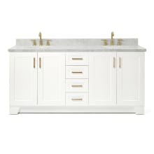 Taylor 73" Free Standing Double Basin Vanity Set with Cabinet and Marble Vanity Top