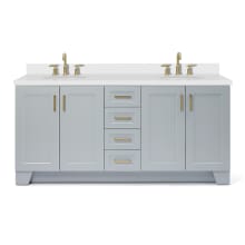 Taylor 73" Free Standing Double Basin Vanity Set with Hardwood Cabinet, Quartz Vanity Top, and Oval Bathroom Sink