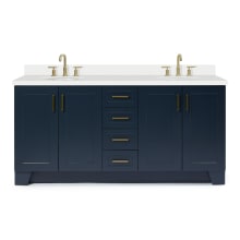 Taylor 73" Free Standing Double Basin Vanity Set with Hardwood Cabinet, Quartz Vanity Top, and Oval Bathroom Sink