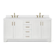 Taylor 73" Free Standing Double Basin Vanity Set with Hardwood Cabinet, Quartz Vanity Top, and Rectangular Bathroom Sink
