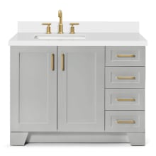 Taylor 43" Free Standing Single Basin Vanity Set with Wood Cabinet, 4 Right Side Drawers, Square Sink, and Quartz Vanity Top