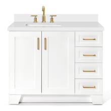 Taylor 43" Free Standing Single Basin Vanity Set with Wood Cabinet, 4 Right Side Drawers, Square Sink, and Quartz Vanity Top